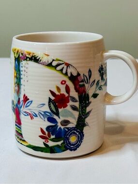 Anthropologie Starla Halfmann Monogram Letter D Mug Petal Palette Perfect